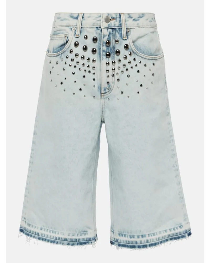 Alessandra Rich Shorts di jeans con decorazioni Blu