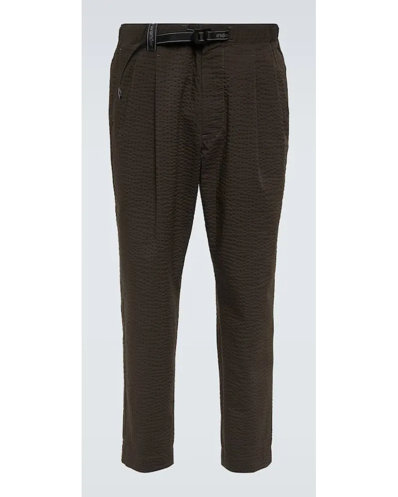 and wander Pantaloni regular in seersucker Beige