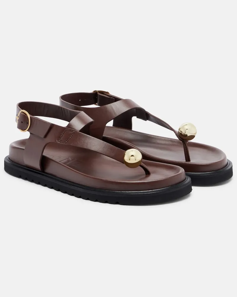 SOULIERS MARTINEZ Sandali Spiaggia in pelle Marrone