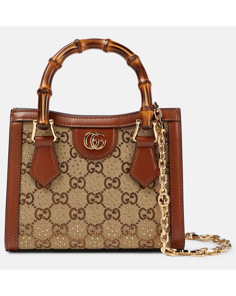 Gucci Borsa Diana Mini GG in canvas Marrone