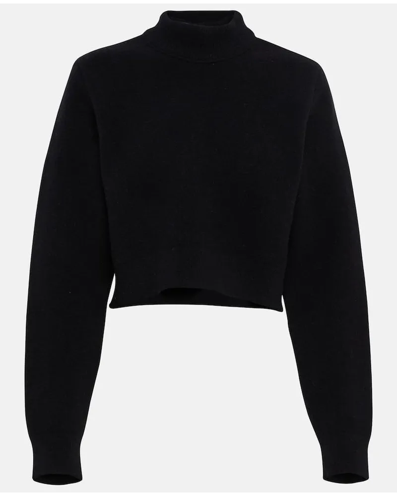 Alaïa AlaÃ¯a Dolcevita cropped in lana vergine Nero