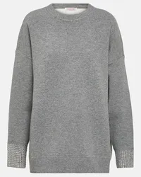 Valentino Garavani Pullover in misto lana con cristalli Grigio