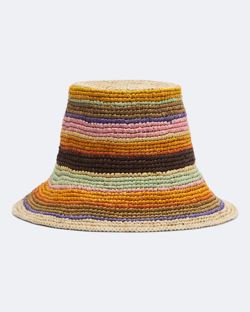 Zimmermann Cappello da pescatore in rafia a righe Multicolore