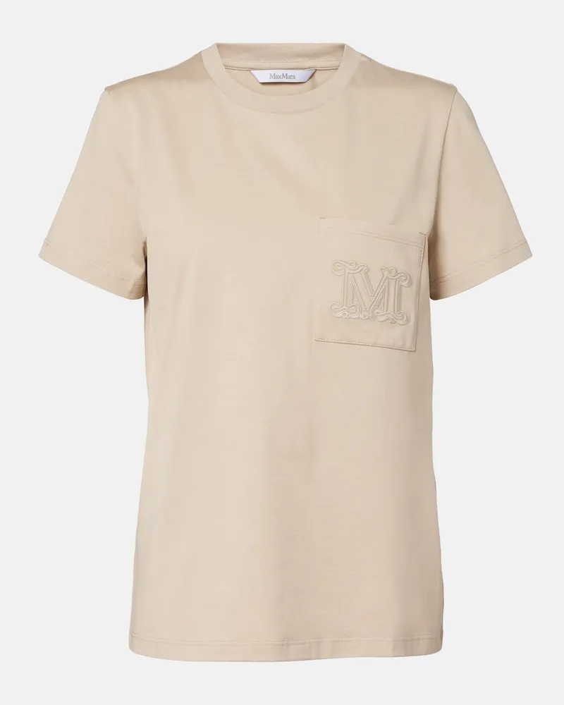 Max Mara T-shirt Monogram in jersey di cotone Beige