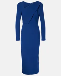 Roland Mouret Abito midi in crêpe di lana Blu