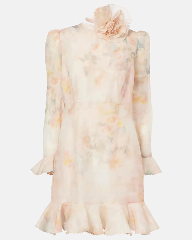 Zimmermann Abito corto Crush in lino e seta Multicolore