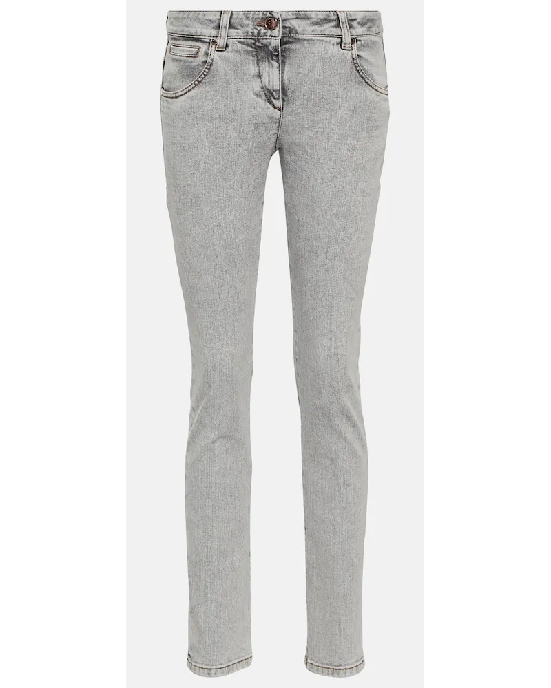 Brunello Cucinelli Jeans skinny a vita bassa Grigio