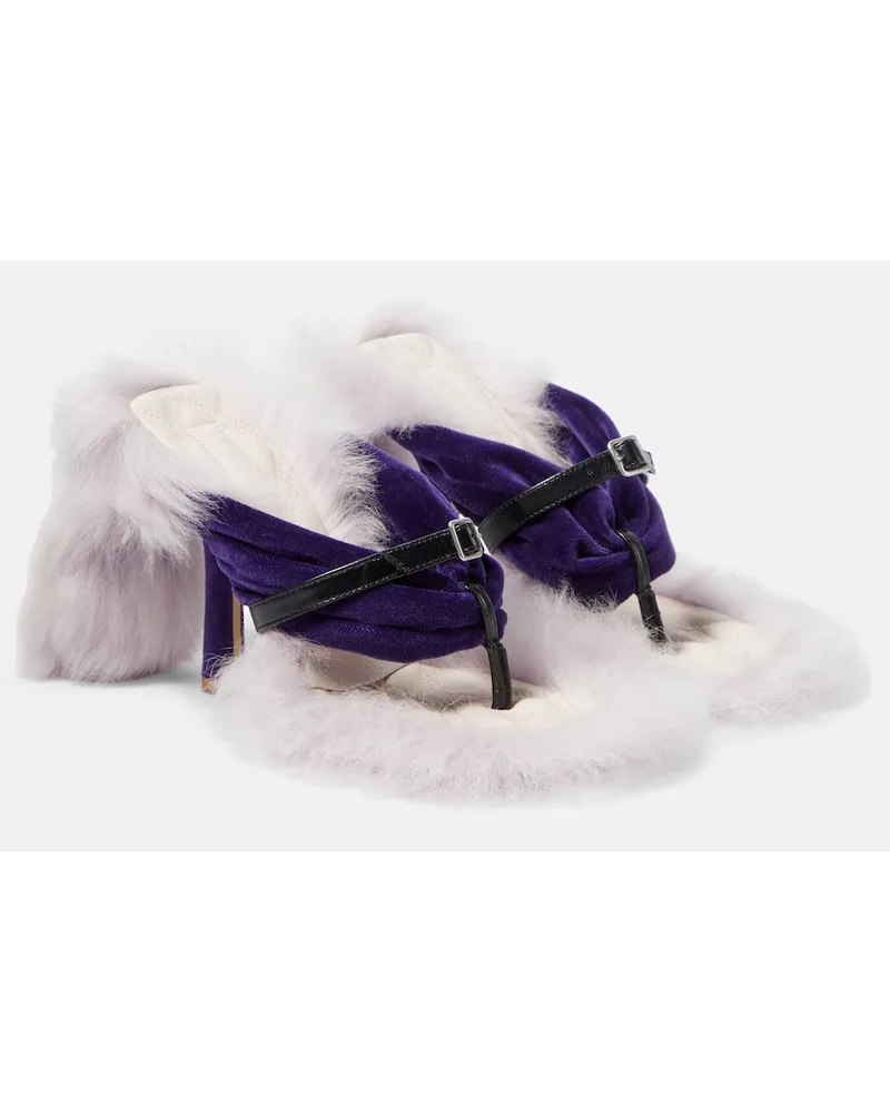 Burberry Sandali Step Post con shearling Nero