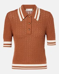 Tory Burch Polo in cotone pointelle Marrone