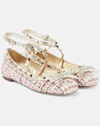 Valentino Garavani Ballerine Rockstud in tweed Multicolore