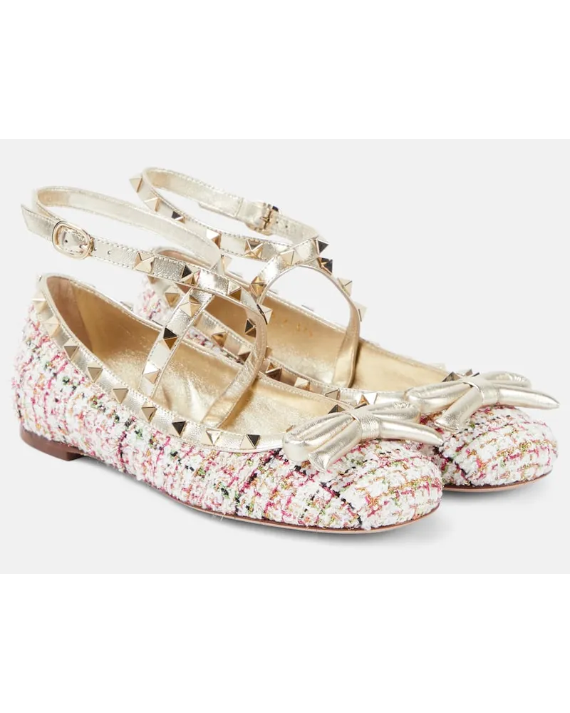 Valentino Garavani Ballerine Rockstud in tweed Multicolore