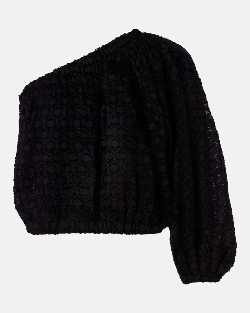 Eres Top monospalla Twist in jacquard di seta e cotone Nero