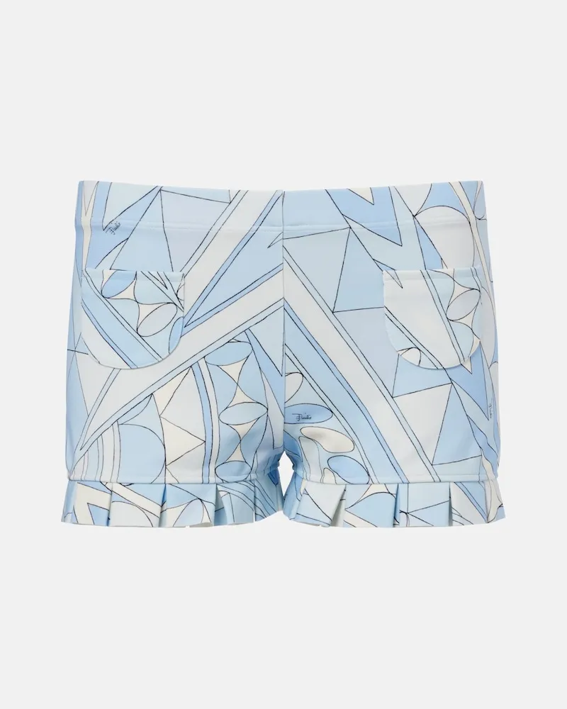 Emilio Pucci Shorts Manuba in jersey con volant Blu