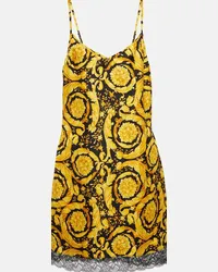 Versace Miniabito camisole Barocco in seta Giallo