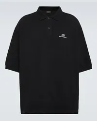 Balenciaga Polo oversize in cotone piqué Nero