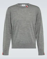 Thom Browne Pullover in jersey di lana Grigio