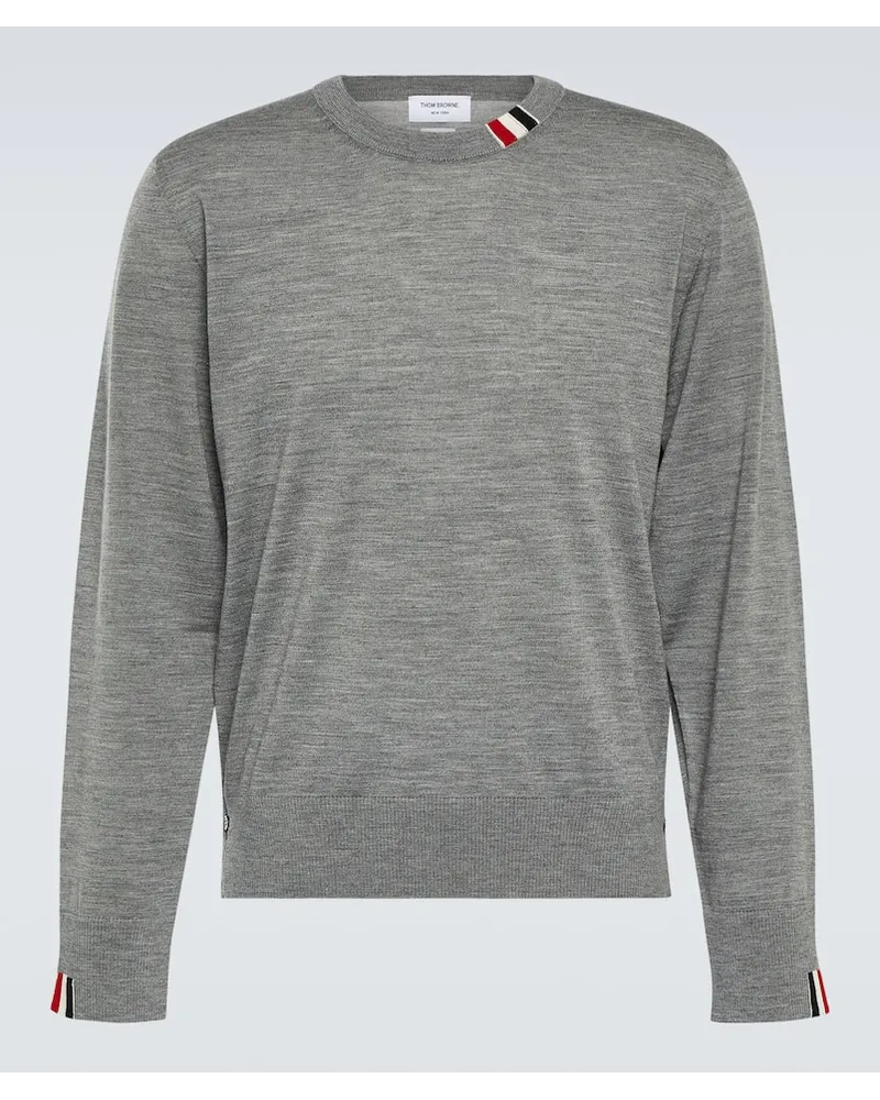 Thom Browne Pullover in jersey di lana Grigio