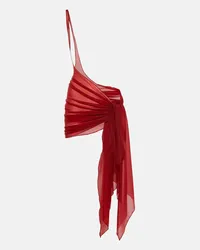 Thierry Mugler Pareo monospalla in jersey Rosso