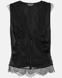 Tom Ford Top in raso di misto seta con pizzo Nero