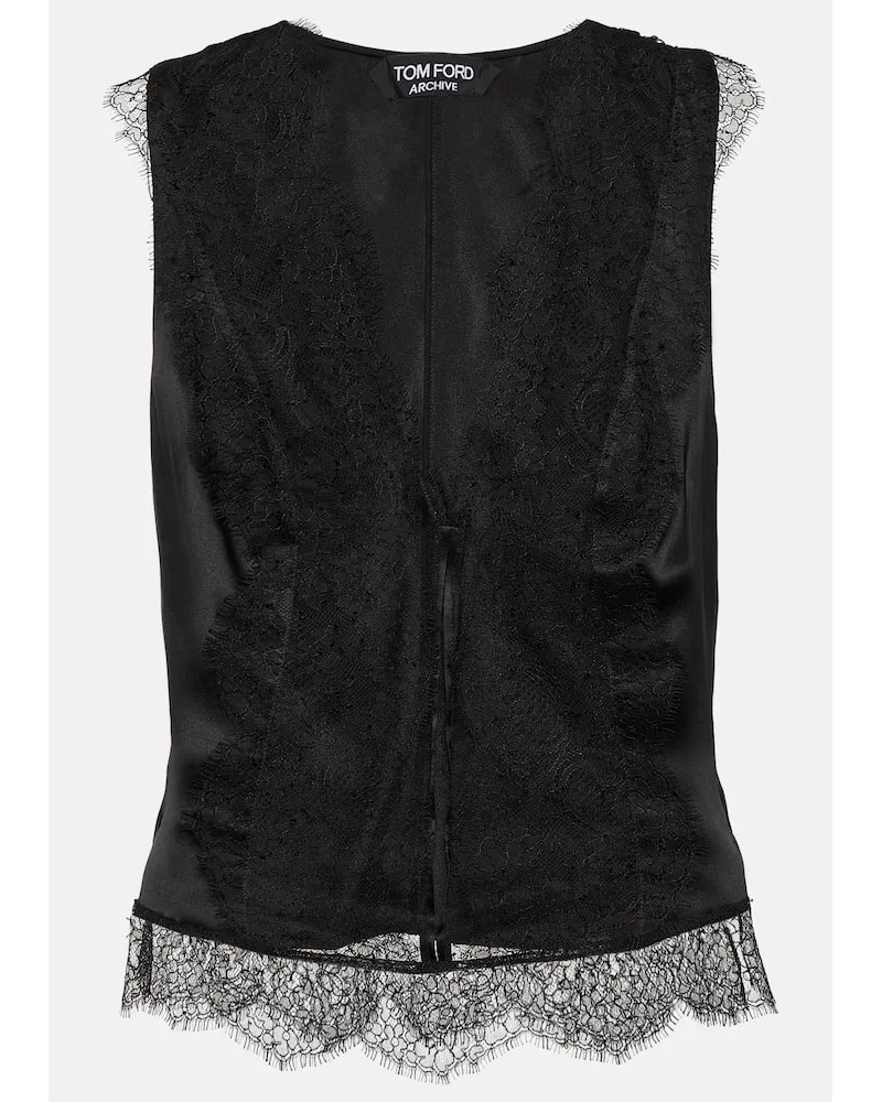 Tom Ford Top in raso di misto seta con pizzo Nero