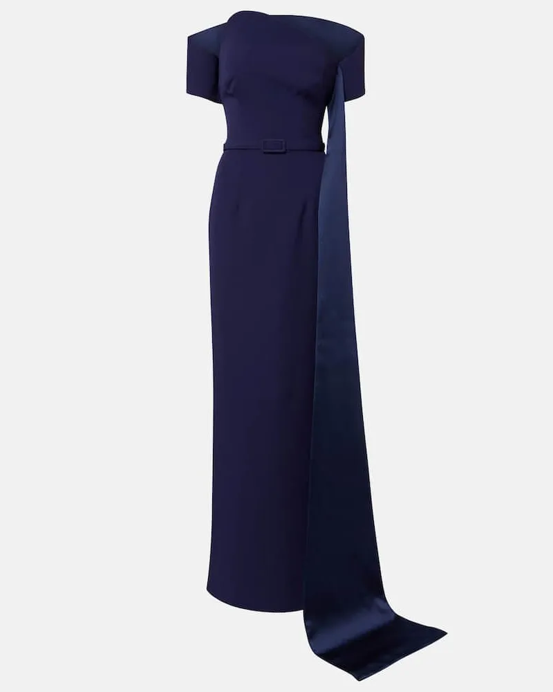 Safiyaa Abito Giorgia off-shoulder in crÃªpe Blu