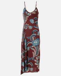 Etro Abito midi in raso con stampa floreale Marrone