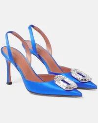 Amina Muaddi Pumps slingback Camelia in raso di seta Blu