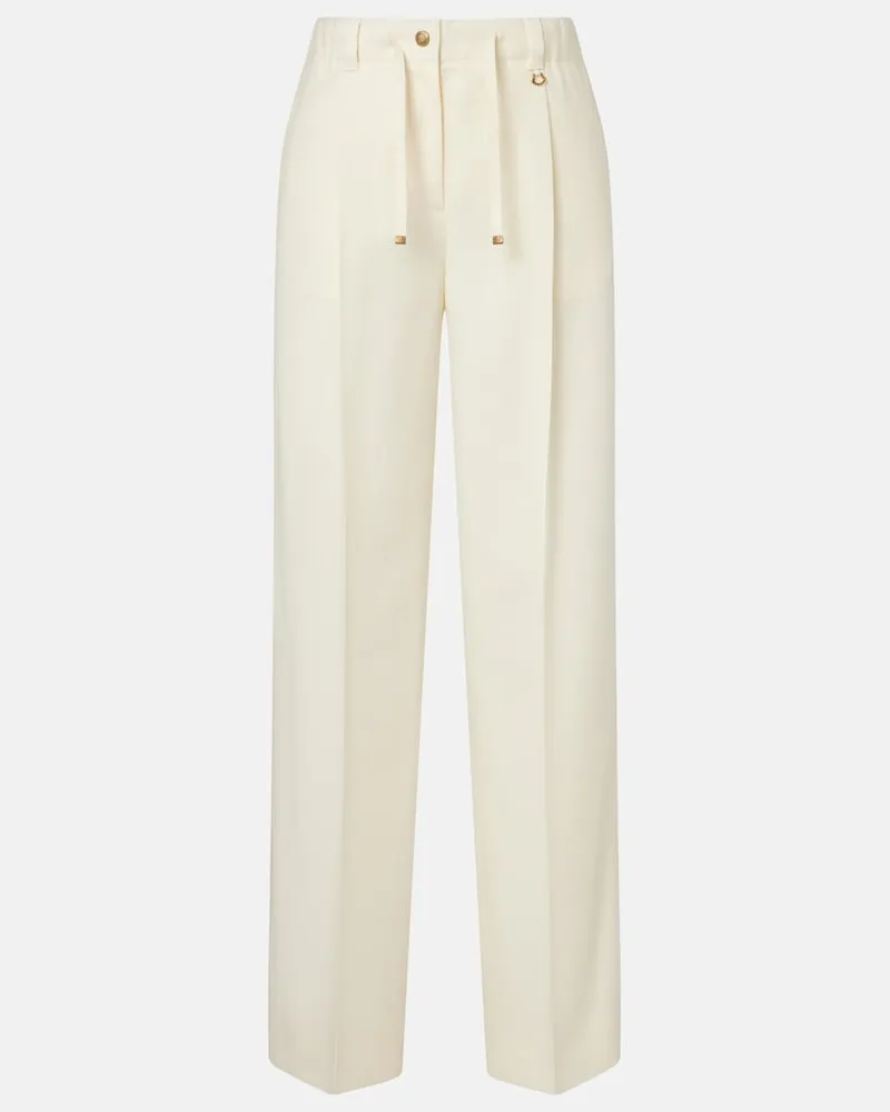 Moncler Pantaloni regular in lana vergine plissé Bianco