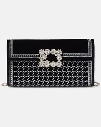 Roger Vivier Clutch Flower Strass in velluto Nero