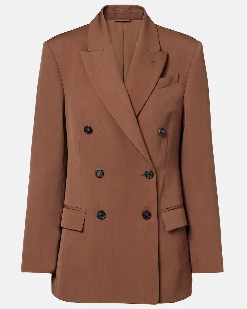 Brunello Cucinelli Blazer doppiopetto in misto lana Marrone