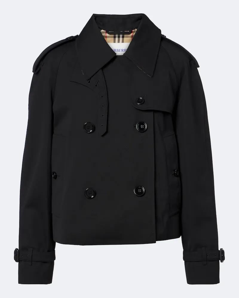 Burberry Giacca doppiopetto in gabardine di cotone Nero
