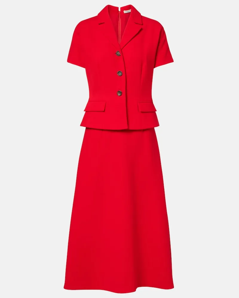 EMILIA WICKSTEAD Abito midi Alexina in crêpe di lana Rosso