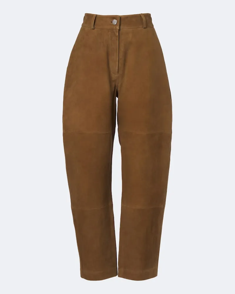 Róhe Róhe Pantaloni barrel in suede Marrone
