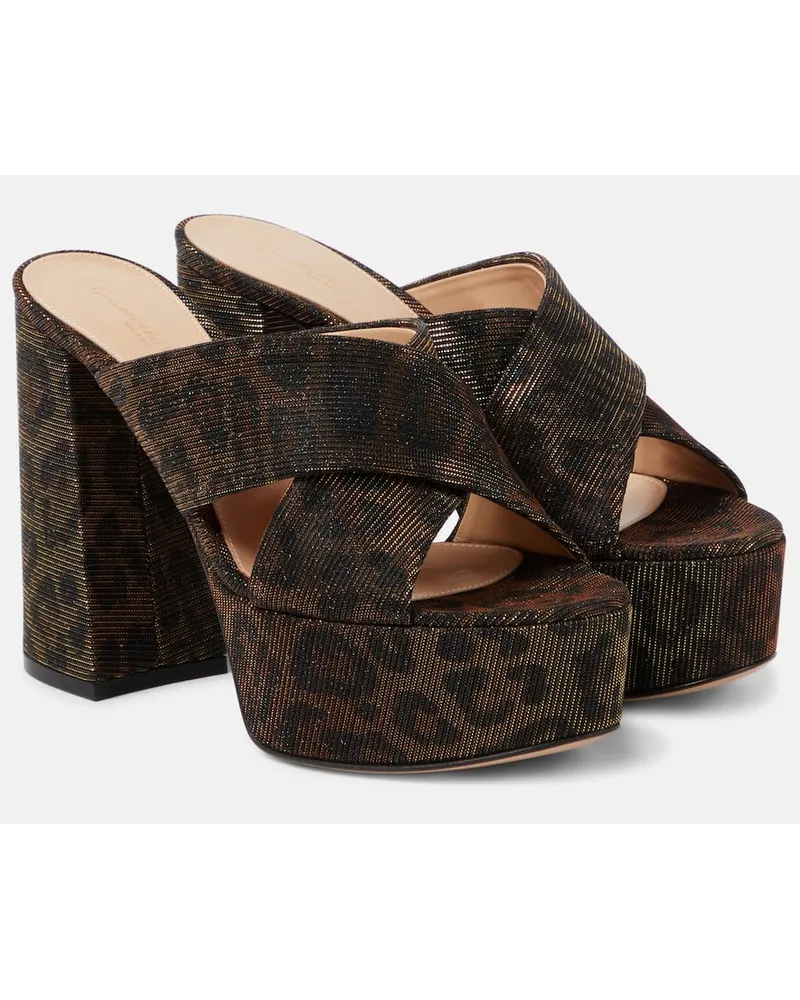 Gianvito Rossi Sandali in lamÃ© con stampa e plateau Marrone