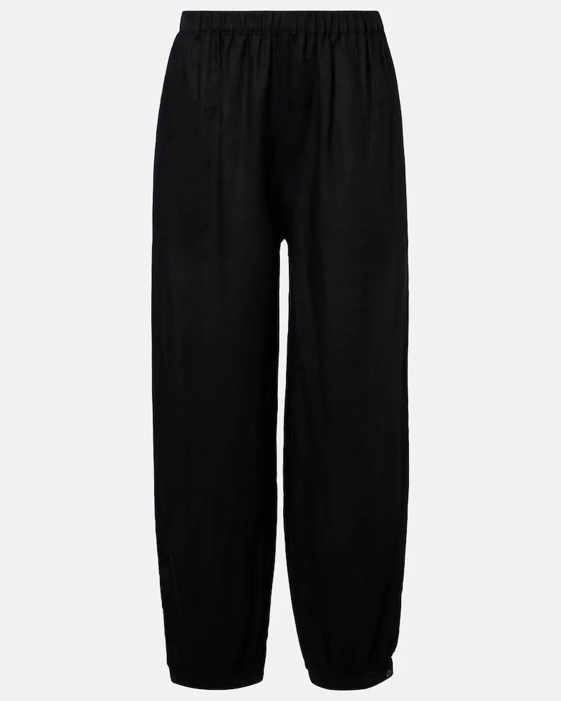 Velvet Pantaloni balloon Camber in lino Nero