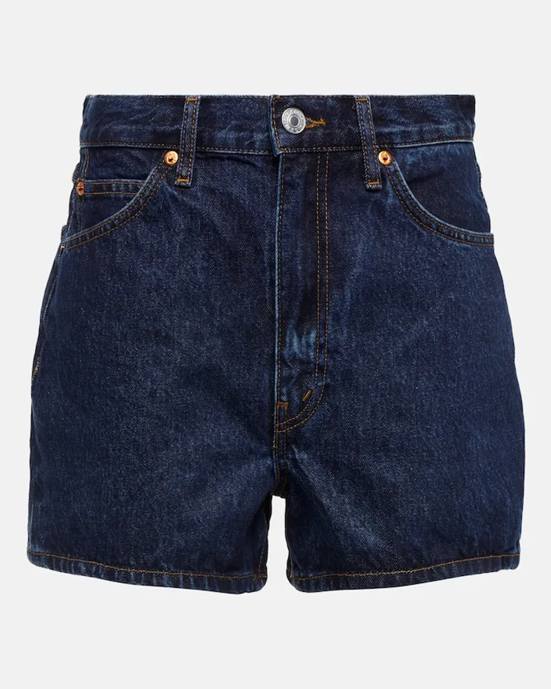 RE/DONE Shorts Midi di jeans a vita alta Blu