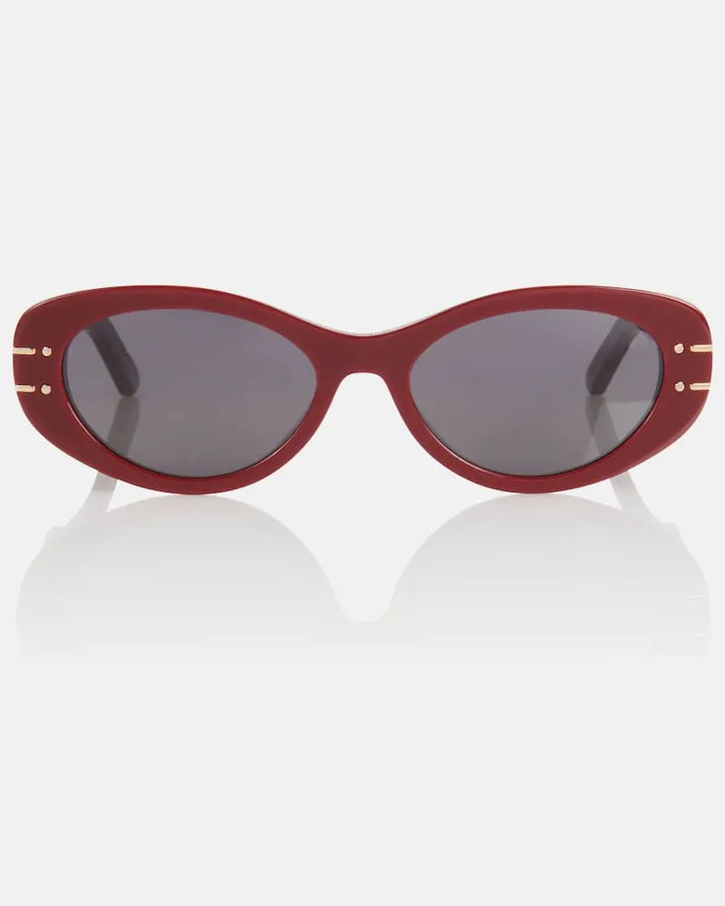 Dior Occhiali da sole ovali DiorSignature B8U Rosso