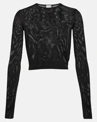 Saint Laurent Top cropped in maglia Nero