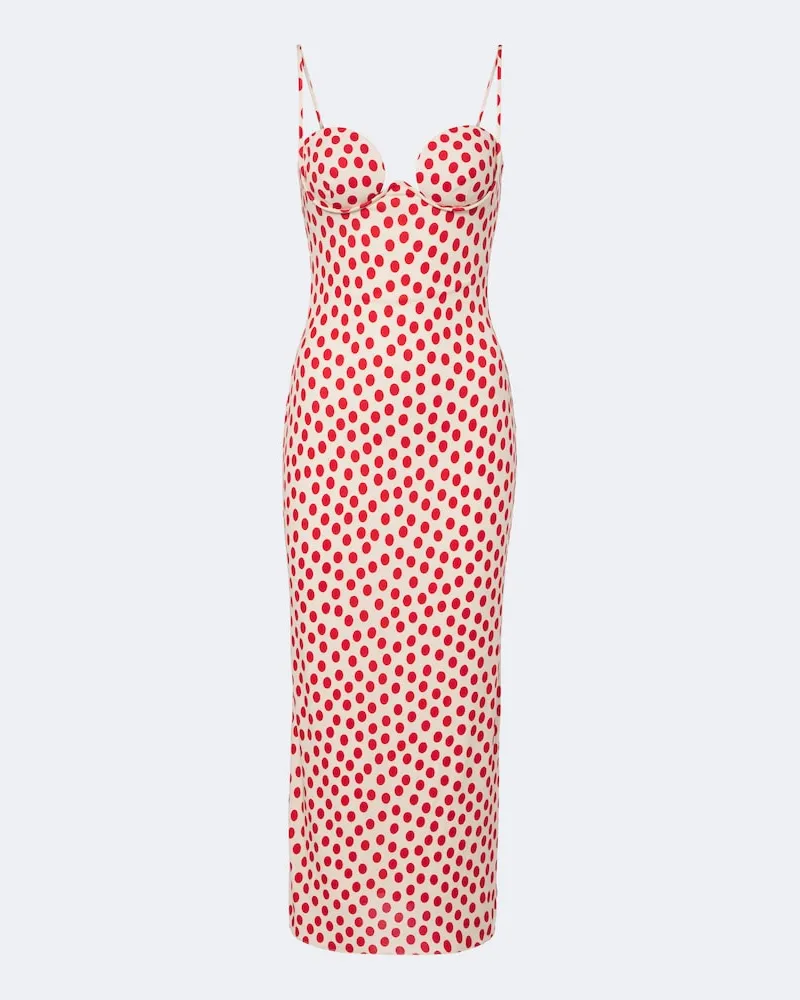 Alaïa Alaïa Abito lungo in jersey a pois Bianco