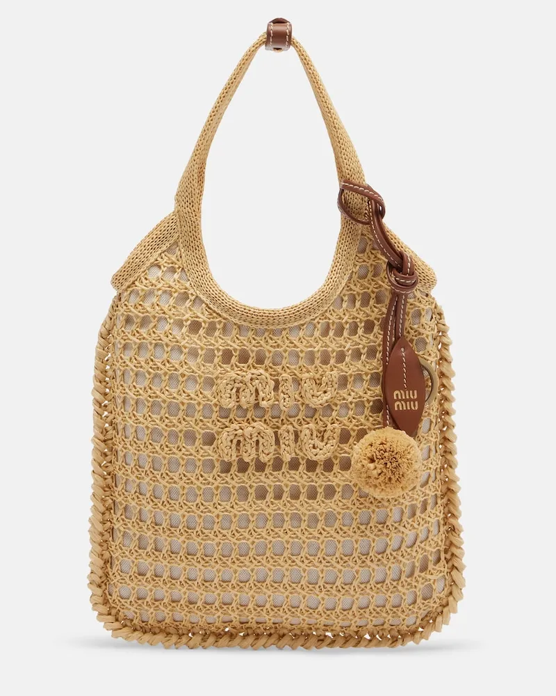 Miu Miu Borsa Ivy in crochet Beige