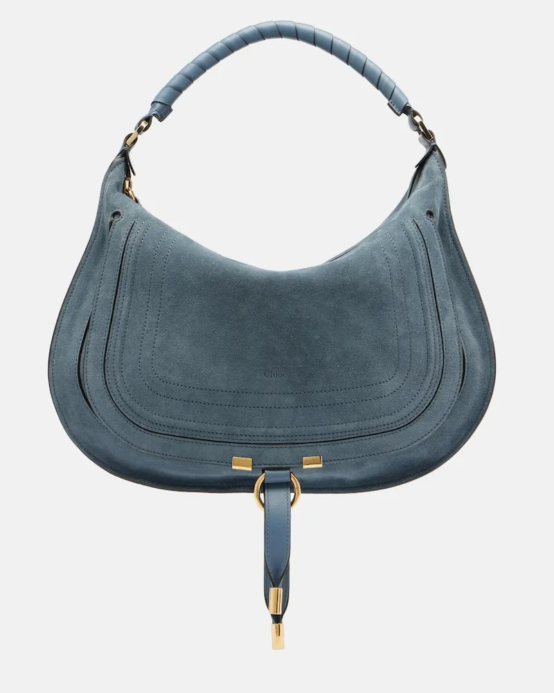 Chloé ChloÃ© Borsa a spalla Marcie Medium in suede Blu