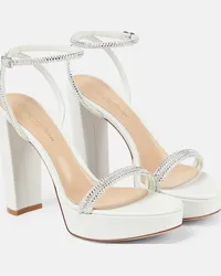 Gianvito Rossi Sandali in pelle con plateau e cristalli Bianco