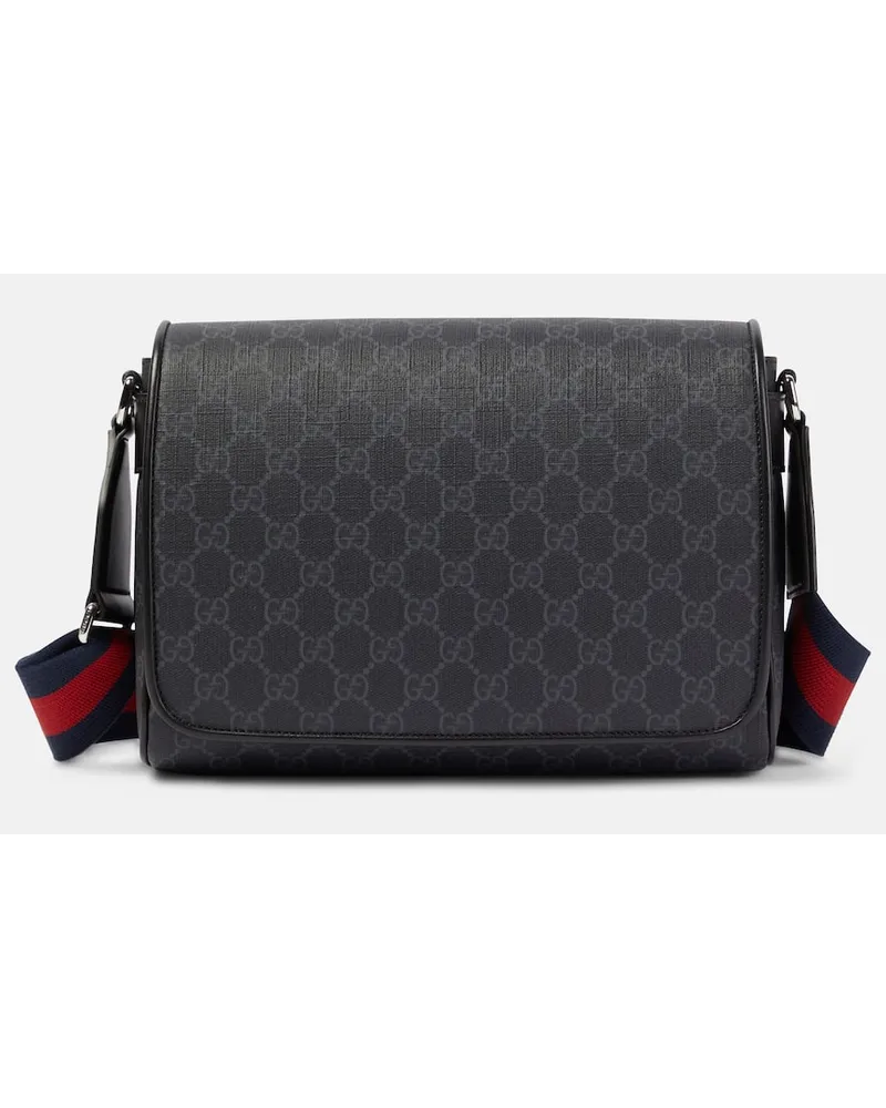 Gucci Borsa a tracolla GG canvas con pelle Nero