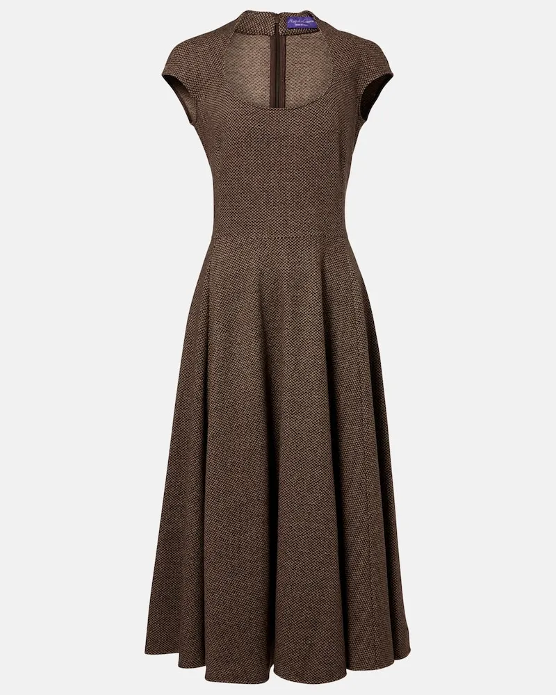 Ralph Lauren Abito midi Maisey in lana, seta e cashmere Marrone