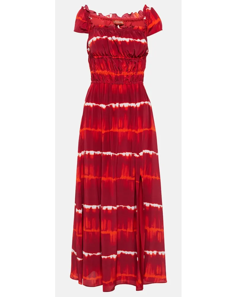 Altuzarra Abito midi in seta con stampa Rosso