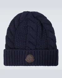 Moncler Berretto in lana e cashmere a trecce Blu