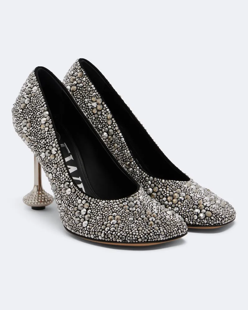 Loewe Pumps Toy in suede con cristalli Argento