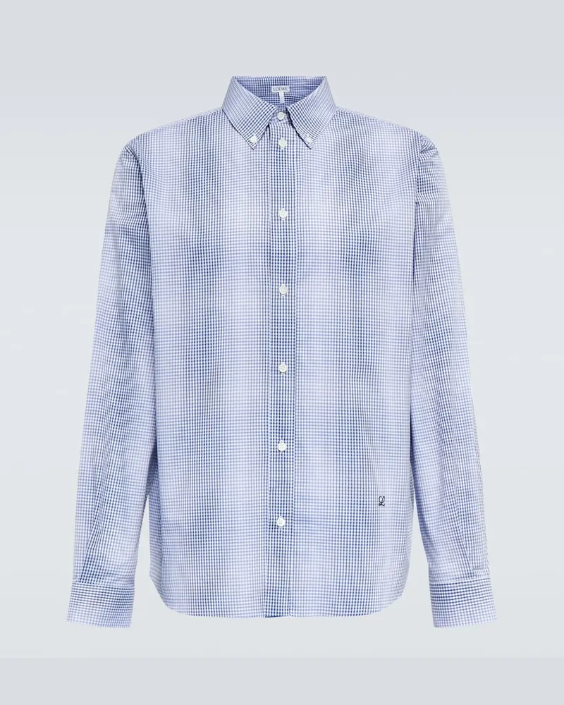 Loewe Camicia in popeline di cotone a quadri Blu