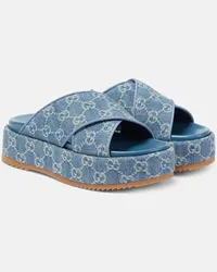 Gucci Sandali Angelina in denim GG con platform Blu