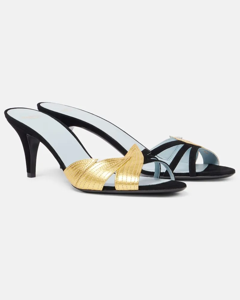 Valentino Garavani Sandali Foliefoliage 65 in suede e pelle Nero